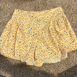 SHEIN Yellow Floral Mini Skirt